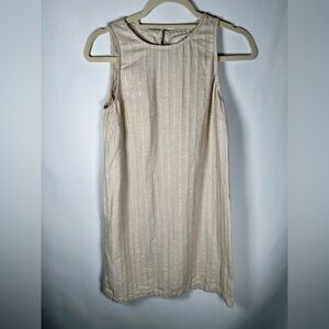Ann Taylor Loft Tan and Silver Linen Shift Dress